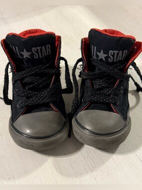 Converse Toddler Black and Red High-Top Sneakers